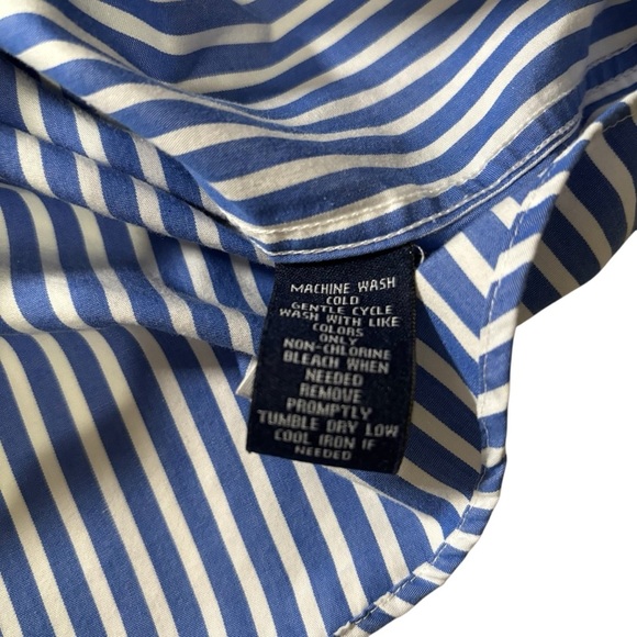 Chaps No Iron Button-Down Shirt Size Medium Striped Business Casual Preppy - Picture 11 of 14